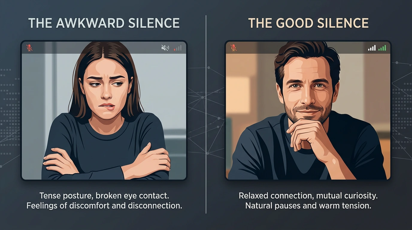 Awkward silence versus good silence in cam2cam