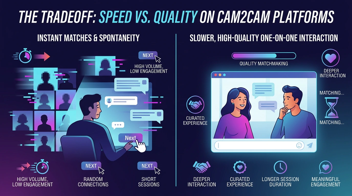 Speed versus quality on nude cam2cam platforms