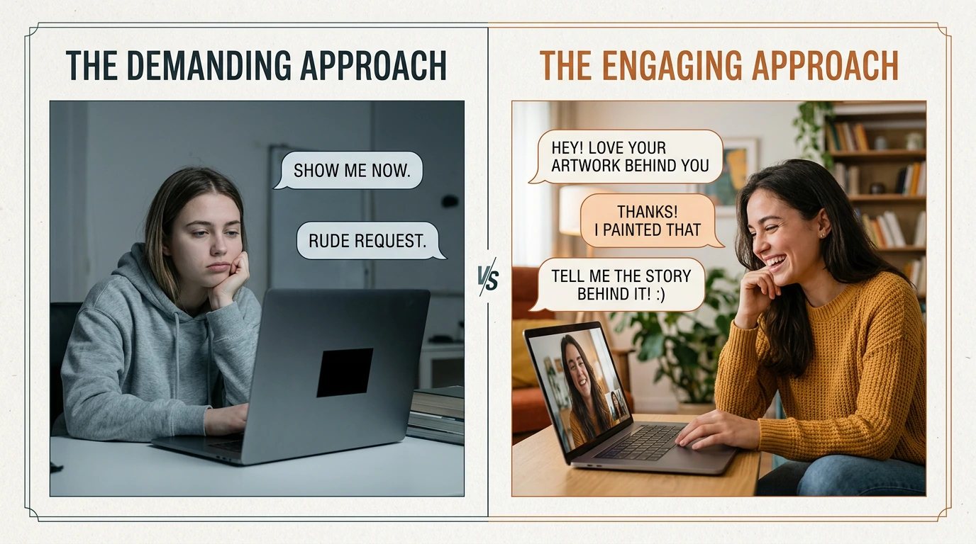 Playful opener versus demanding opener in cam2cam