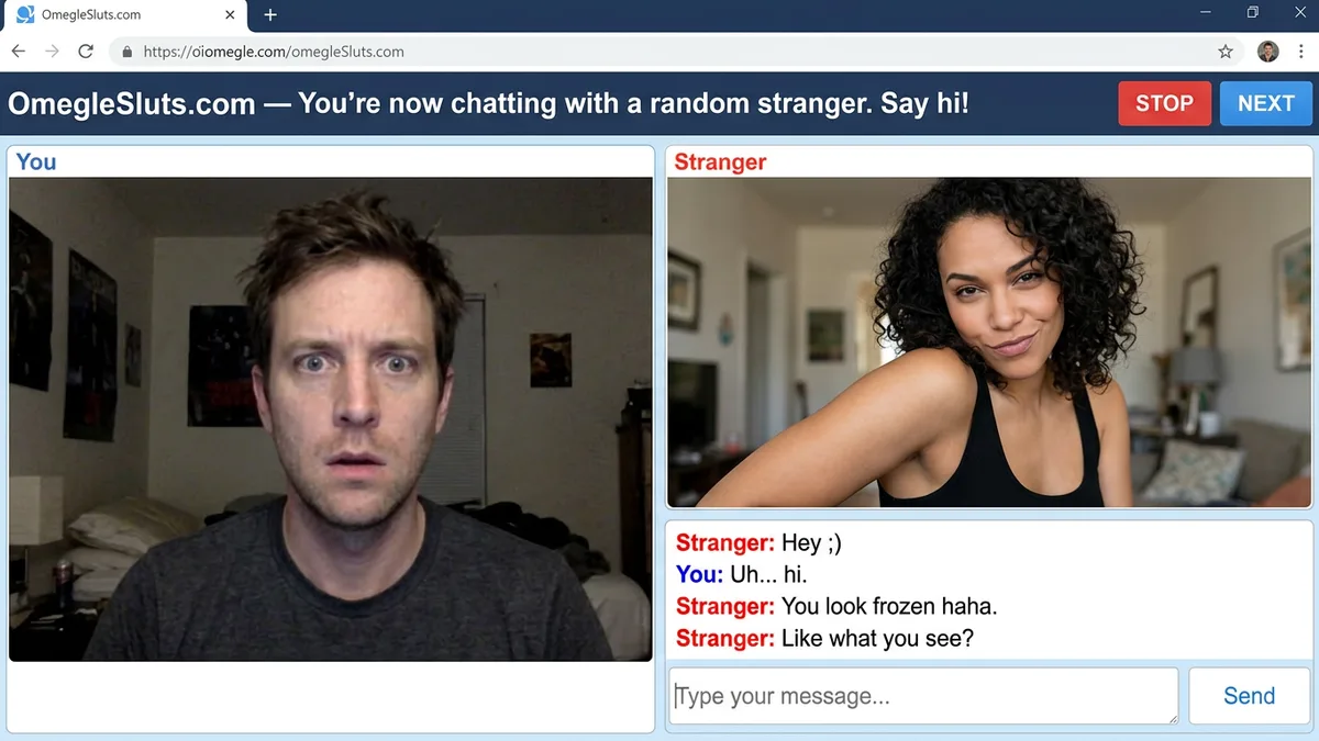 A confident bold match on a webcam