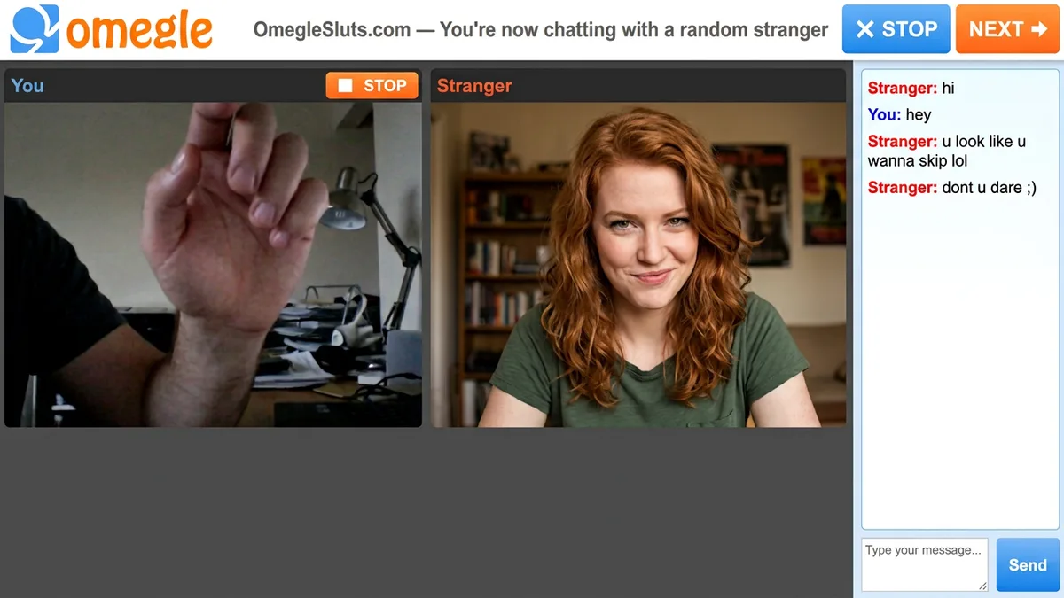 A fiery confident redhead on a webcam